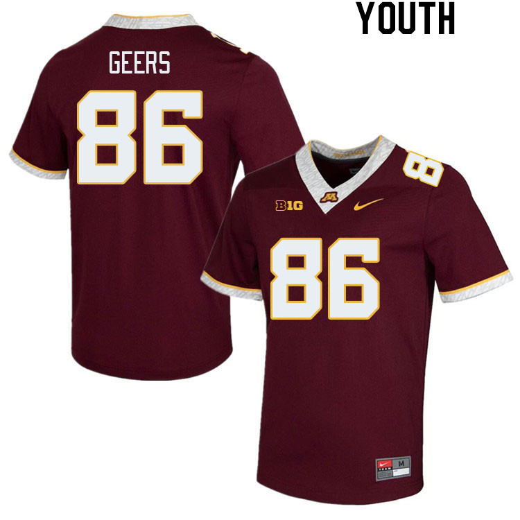 Youth #86 Jameson Geers Minnesota Golden Gophers College Football Jerseys Stitched-Maroon